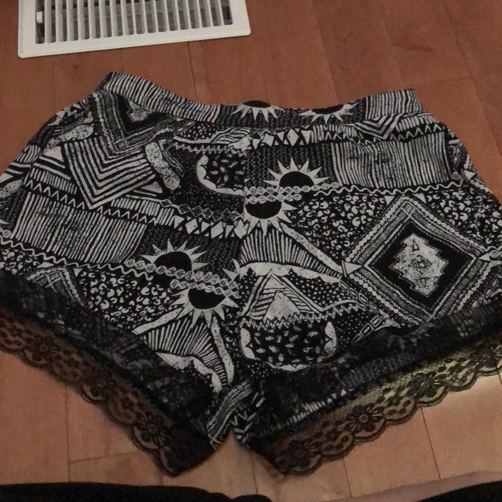 Shorts with lace on the bottom